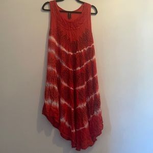 Women’s One Size Flowy  Orange tie-dyed Boho Dress